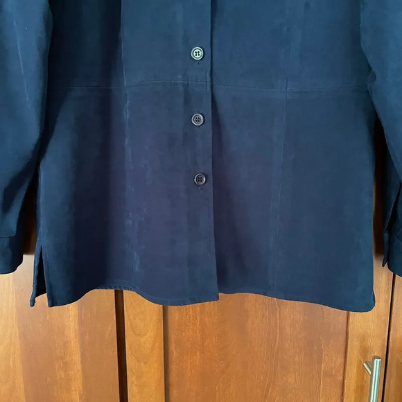 Talbots Shirt Jacket Button Up Microfiber Navy Blue Size P (XS Petite) - Picture 3 of 9
